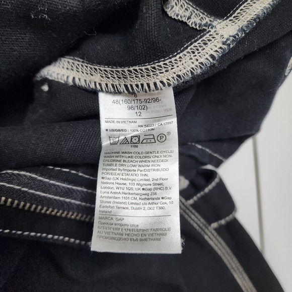 Gap Womens Carpenter Pants Size 8 Black White Contrast Stitch High Rise Cotton - Picture 8 of 14